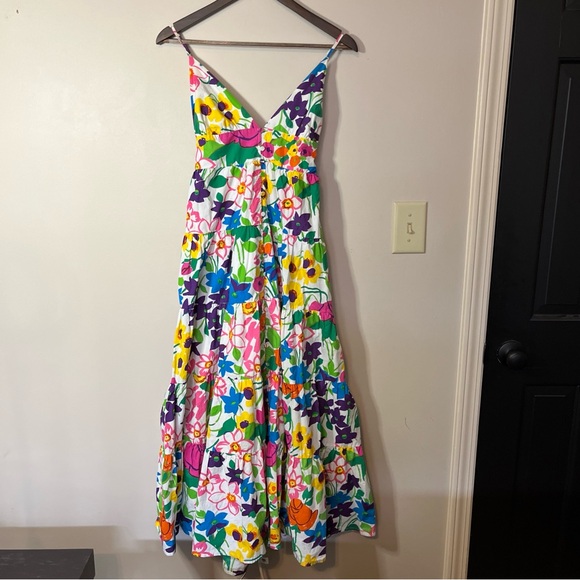 J. Crew Dresses & Skirts - J. Crew Cotton-poplin button-up dress vibrant garden print SZ Med Cruise Beach